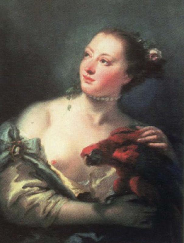 Giovanni Battista Tiepolo young woman with macaw Sweden oil painting art